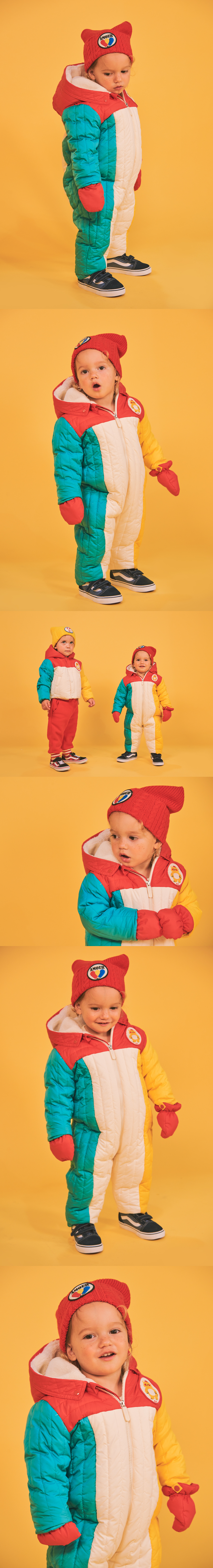 Bear baby color block padding overall 상세 이미지