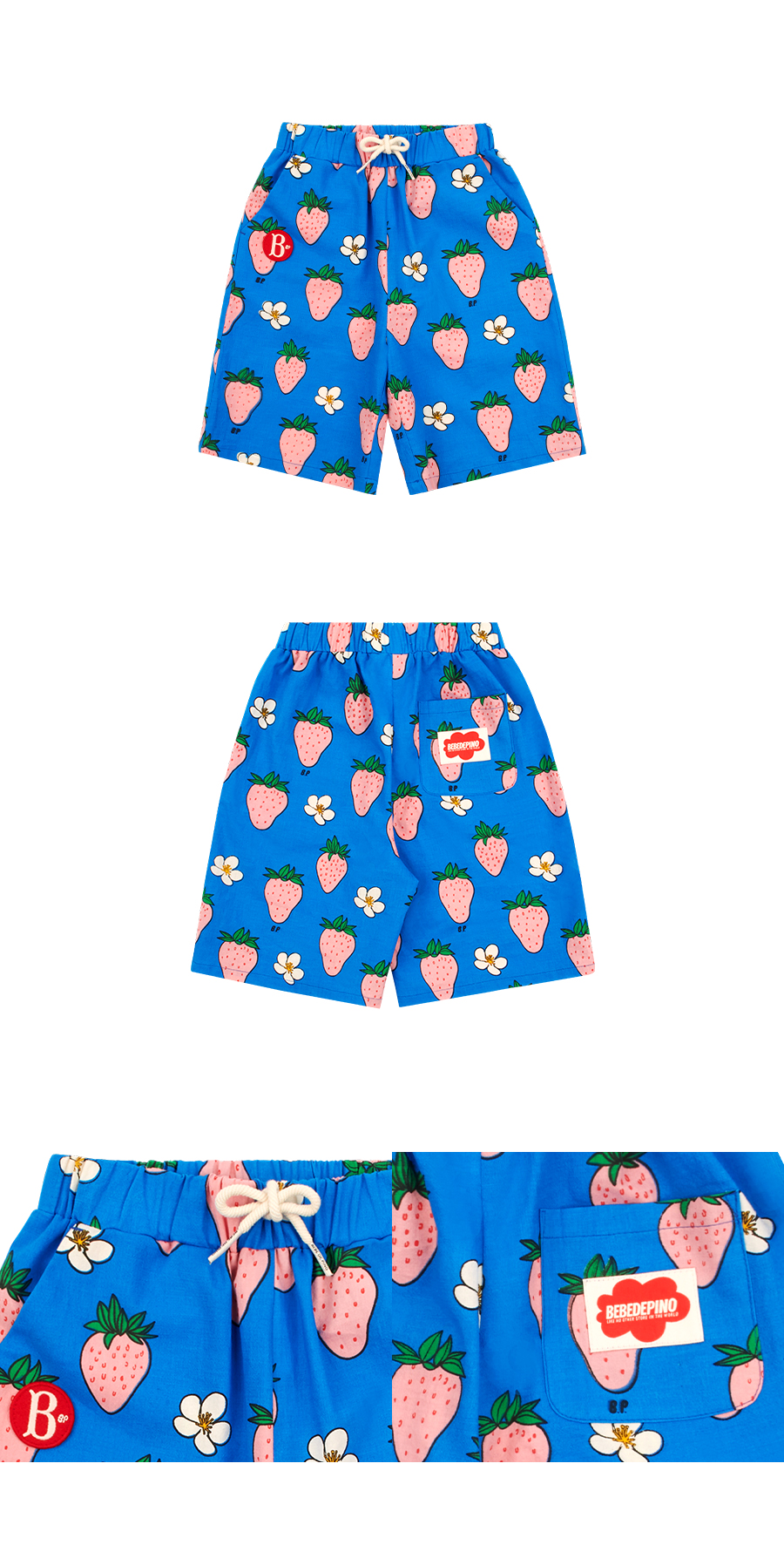 All over strawberry cotton shorts 상세 이미지