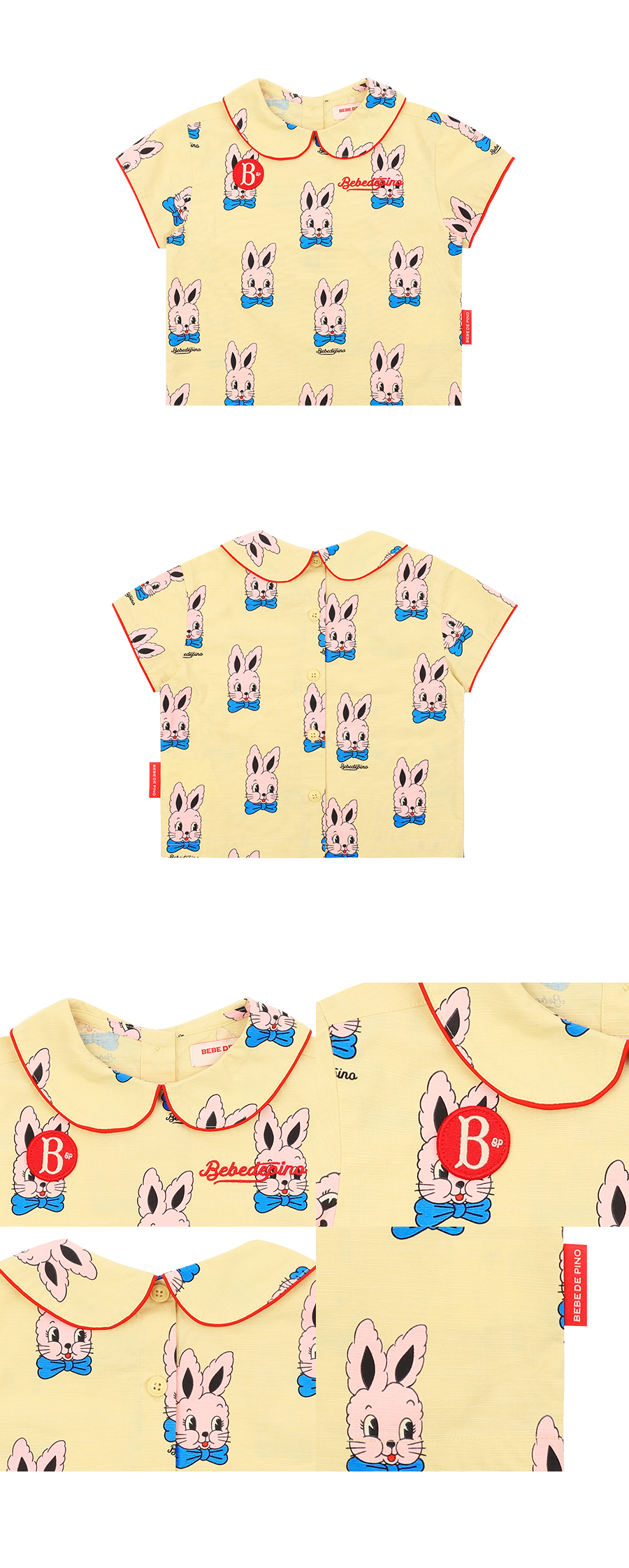 All over rose lapin baby collar blouse 상세 이미지