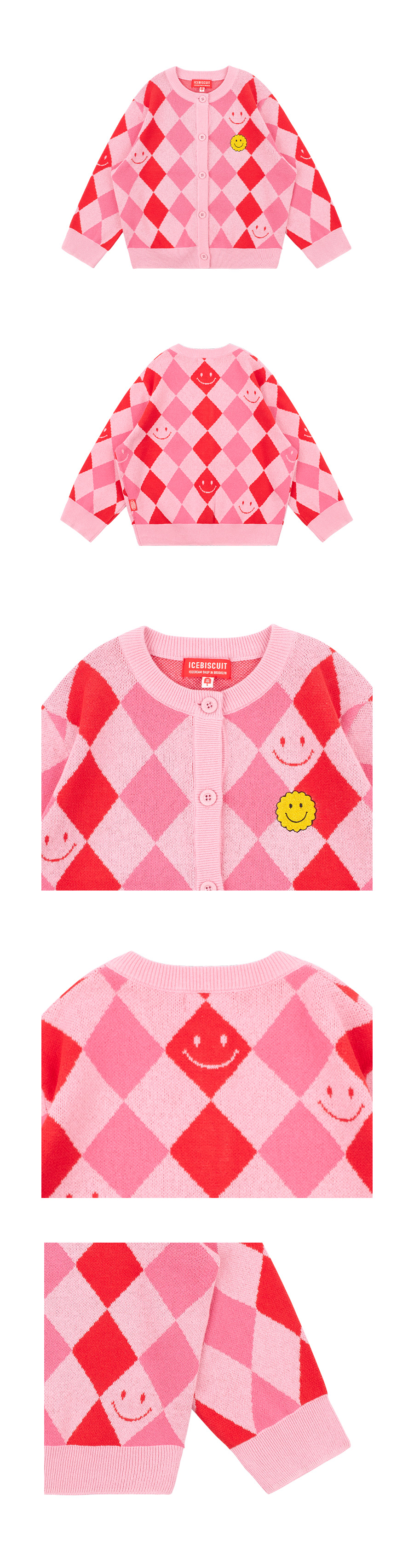 Smile argyle crop cardigan 상세 이미지