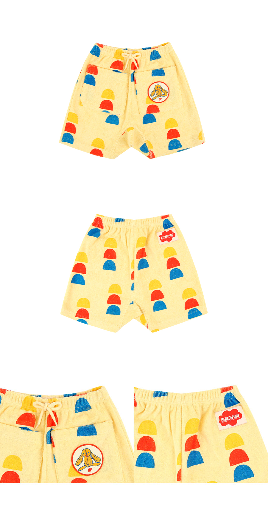 All over half circle baby cotton terry knee-length shorts 상세 이미지