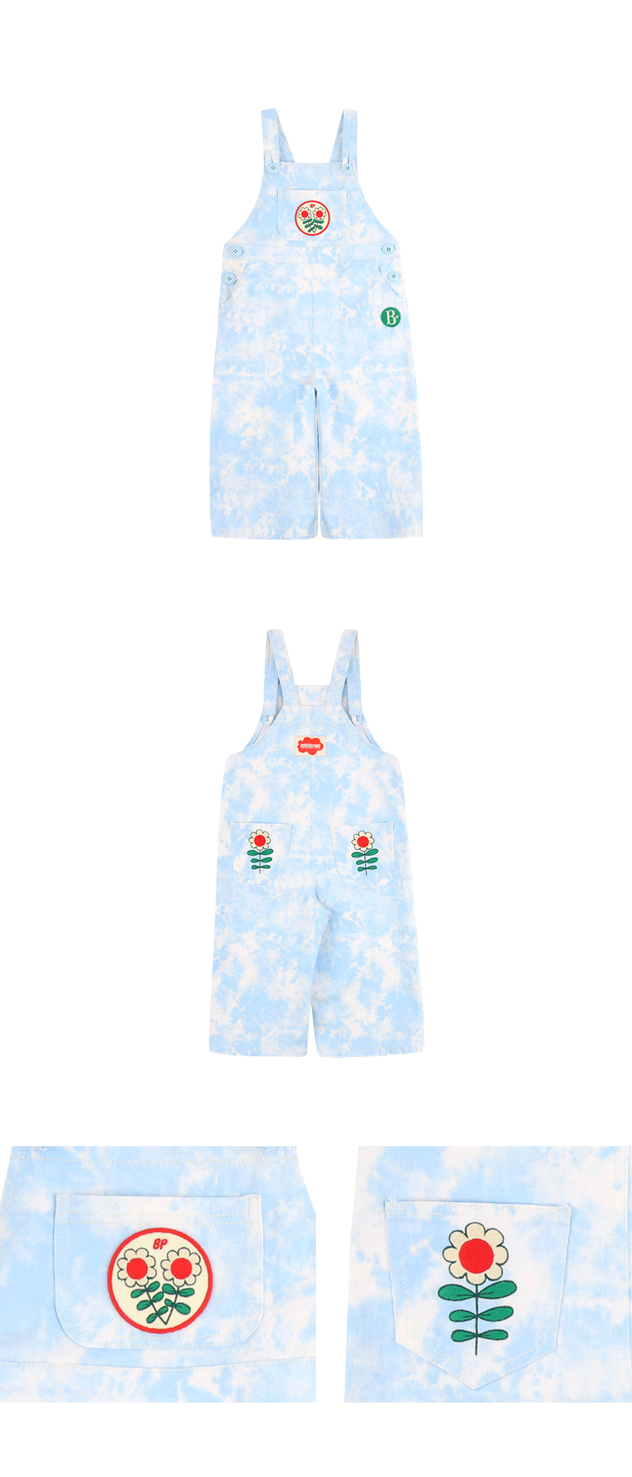 Flower tie-dyeing cotton overalls 상세 이미지