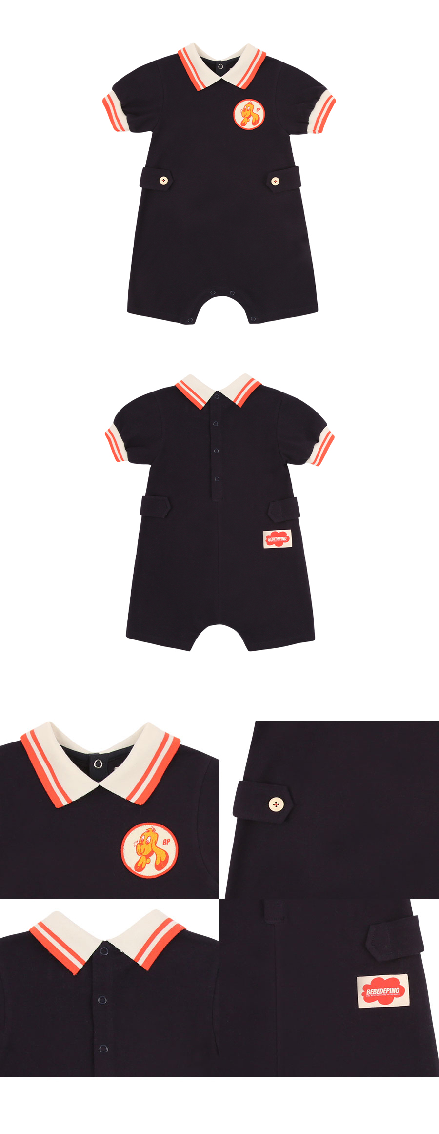 Bueno baby navy pique overall 상세 이미지