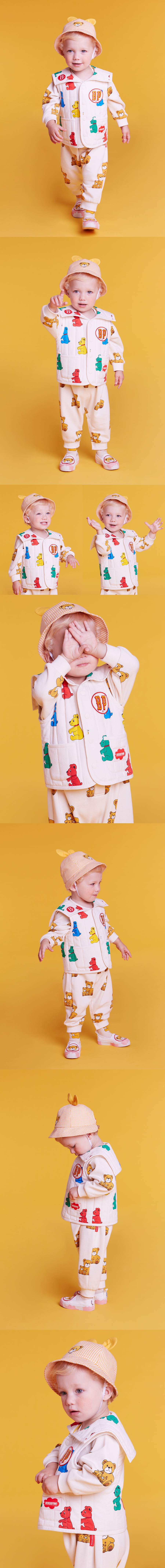 All over buddy bears berlin baby sailor collar quilting vest 상세 이미지