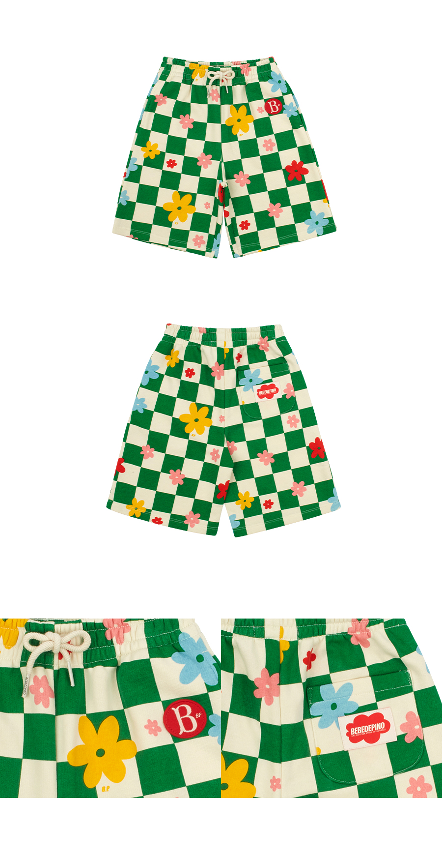 All over check flower jersey shorts 상세 이미지