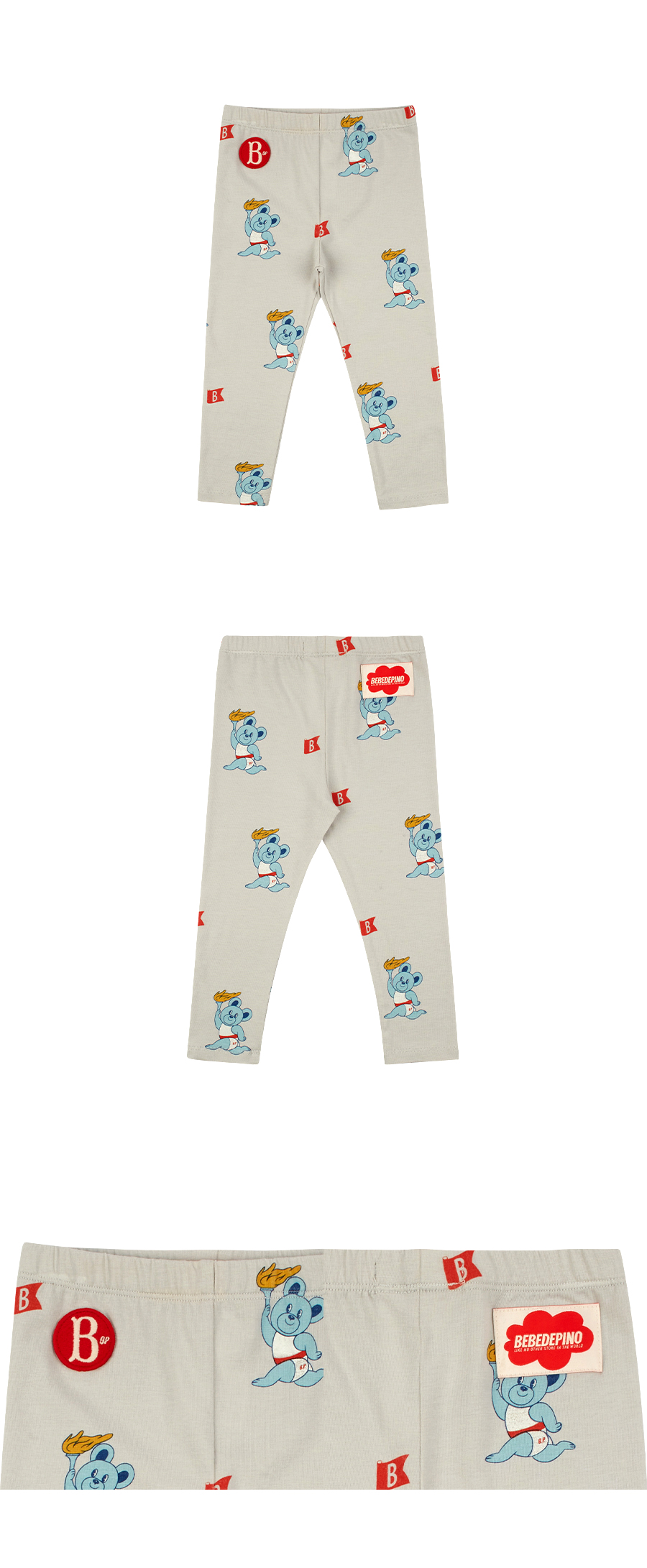 All over statue of liberty bear baby leggings 상세 이미지