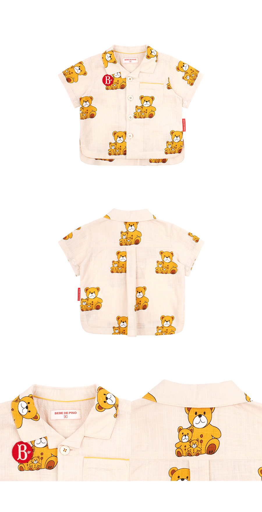 All over famille bear baby shirt 상세 이미지