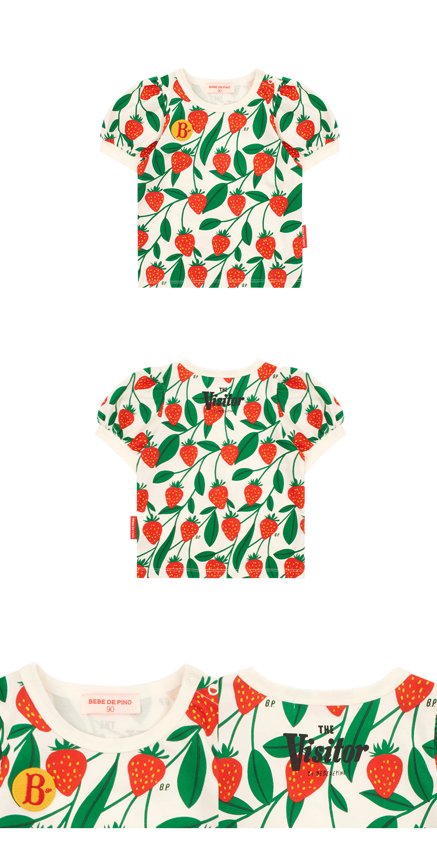 All over strawberry baby puff sleeve tee 상세 이미지