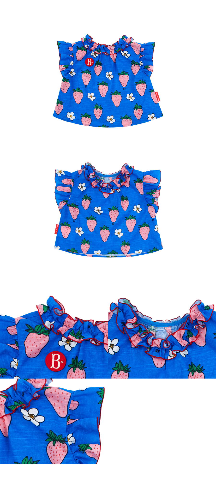 All over strawberry baby ruffle blouse 상세 이미지