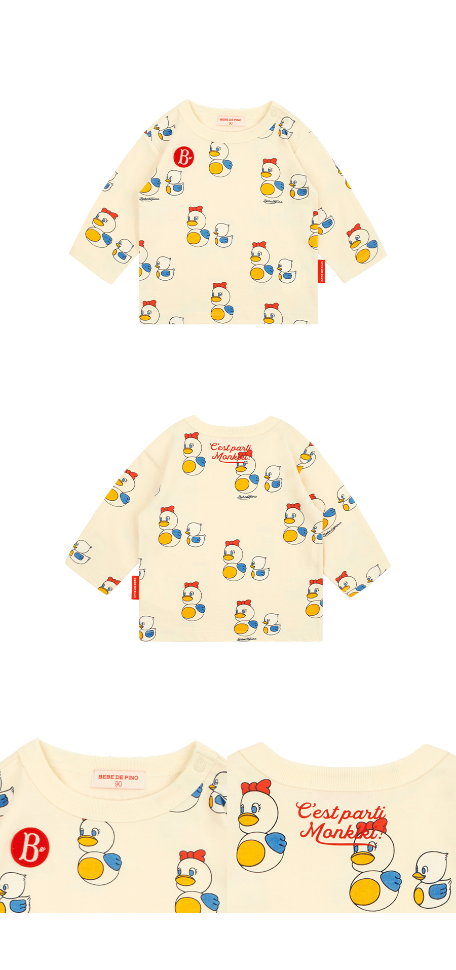 All over famille canard baby long sleeve tee 상세 이미지