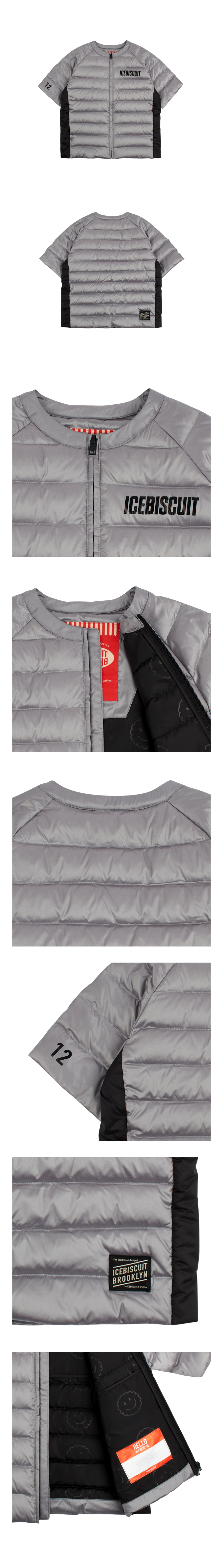 Icebiscuit letter print short sleeve light down jacket 상세 이미지