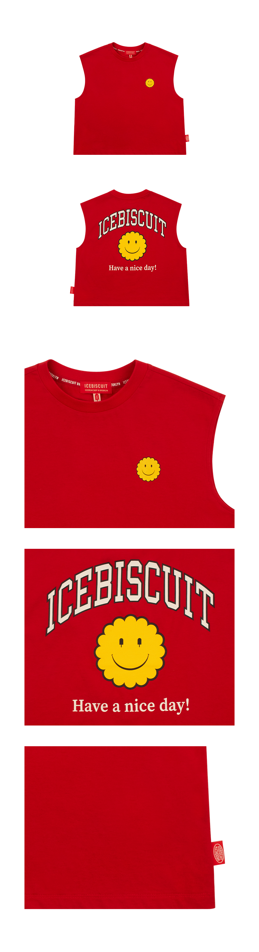 Icebiscuit smile graphic sleeveless crop t-shirt 상세 이미지